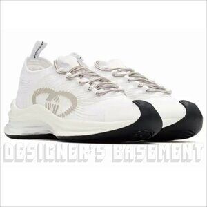 GUCCI Mens 13 G RUN white gray rubber Interlocking G logo side Low Top Sneakers